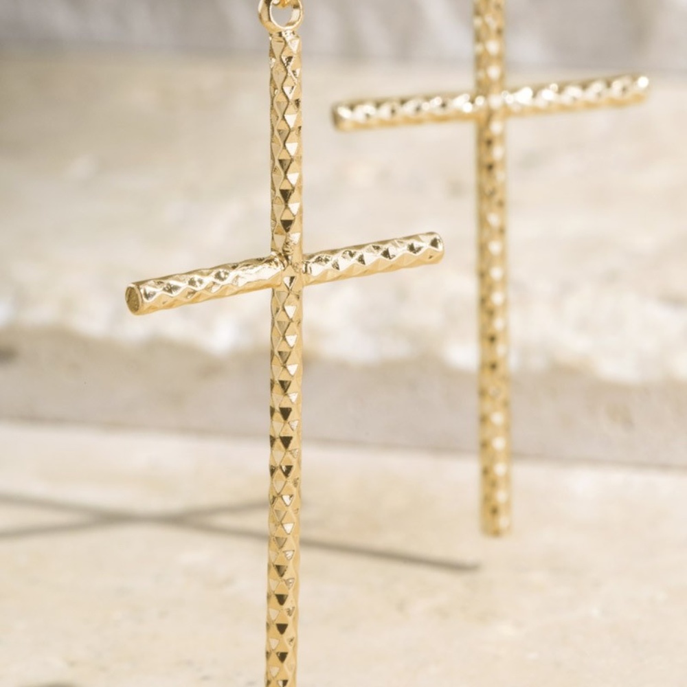 Gold Cross Earrings